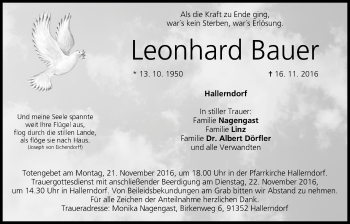 Anzeige von Leonhard Bauer von MGO