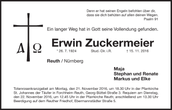 Anzeige von Erwin Zuckermeier von MGO