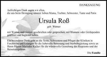 Anzeige von Ursula Roß von MGO
