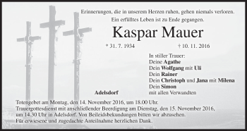 Anzeige von Kaspar Mauer von MGO