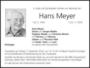 Anzeige von Hans Meyer von MGO