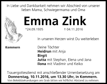 Anzeige von Emma Zink von MGO