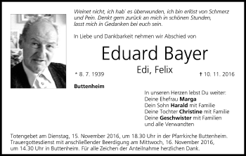 Anzeige von Eduard Bayer von MGO