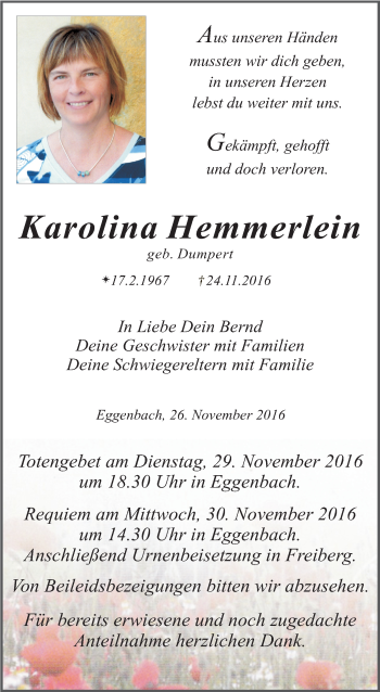 Anzeige von Karolina Hemmerlein von MGO