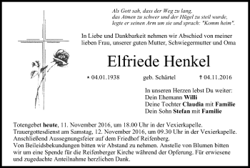 Anzeige von Elfriede Henkel von MGO