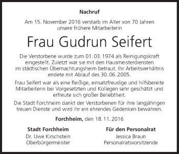 Anzeige von Gudrun Seifert von MGO