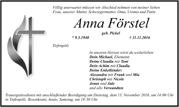 Anzeige von Anna Förstel von MGO