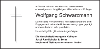 Anzeige von Wolfgang Schwarzmann von MGO