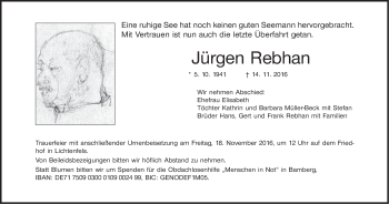 Anzeige von Jürgen Rebhan von MGO