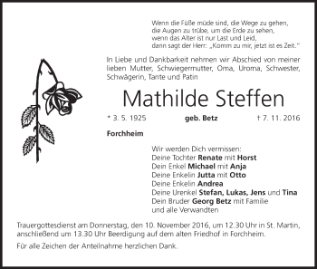 Anzeige von Mathilde Steffen von MGO