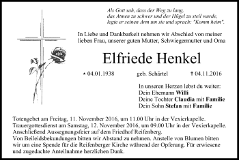 Anzeige von Elfriede Henkel von MGO