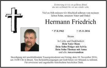 Anzeige von Hermann Friedrich von MGO