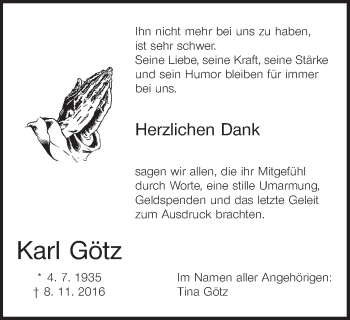 Anzeige von Karl Götz von MGO