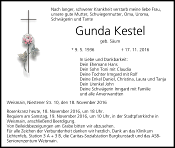 Anzeige von Gunda Kestel von MGO