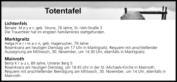 Anzeige von Totentafel vom 29.11.2016 von MGO