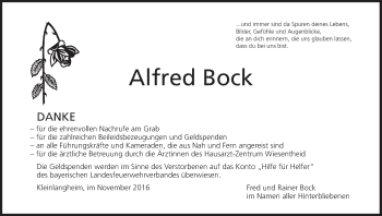 Anzeige von Alfred Bock von MGO