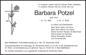 Anzeige von Barbara Potzel von MGO