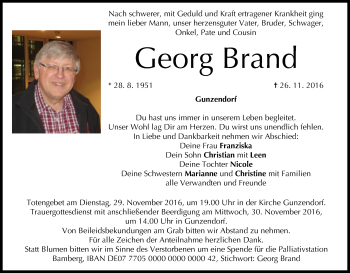 Anzeige von Georg Brand von MGO