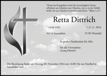 Anzeige von Retta Dittrich von MGO