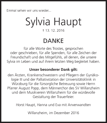 Anzeige von Sylvia Haupt von MGO