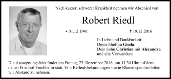 Anzeige von Robert Riedl von MGO