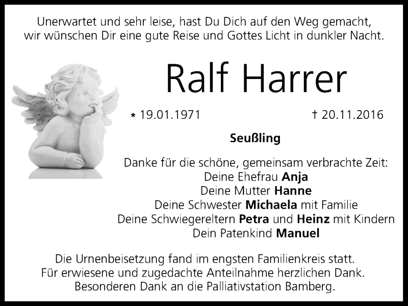  Traueranzeige für Ralf Harrer vom 10.12.2016 aus MGO