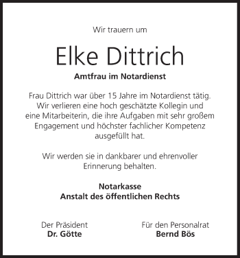 Anzeige von Elke Dittrich von MGO