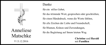 Anzeige von Anneliese Matschke von MGO