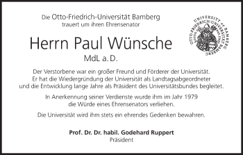 Anzeige von Paul Wünsche von MGO