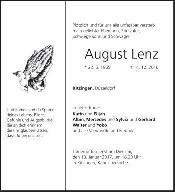 Anzeige von August Lenz von MGO