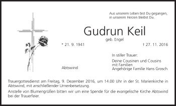 Anzeige von Gudrun Keil von MGO