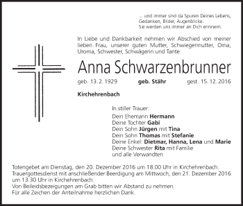 Anzeige von Anna Schwarzenbrunner von MGO