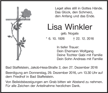 Anzeige von Lisa Winkler von MGO