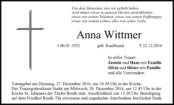 Anzeige von Anna Wittener von MGO