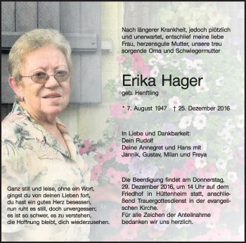 Anzeige von Erika Hager von MGO
