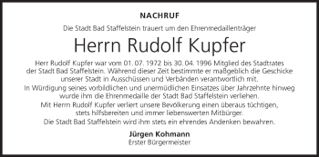 Anzeige von Rudolf Kupfer von MGO