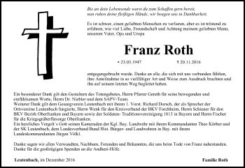 Anzeige von Franz Roth von MGO