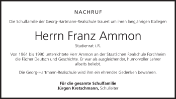 Anzeige von Franz Ammon von MGO