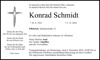 Anzeige von Konrad Schmidt von MGO