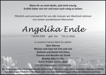 Anzeige von Angelika Ende von MGO