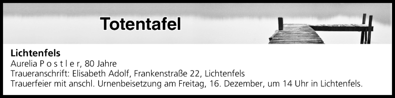  Traueranzeige für Totentafel vom 14.12.2016 vom 14.12.2016 aus MGO