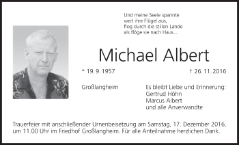 Anzeige von Michael Albert von MGO