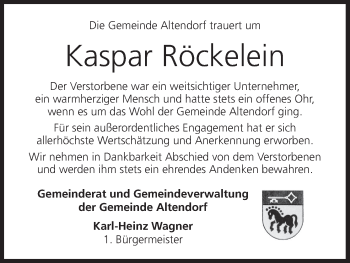 Anzeige von Kaspar Röckelein von MGO