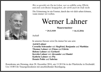 Anzeige von Werner Lahner von MGO