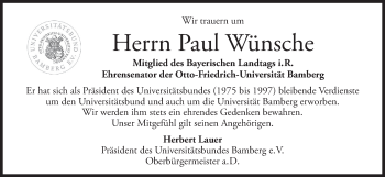 Anzeige von Paul Wünsche von MGO