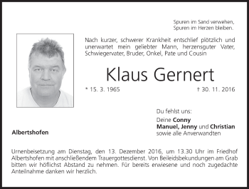 Anzeige von Klaus Gernert von MGO