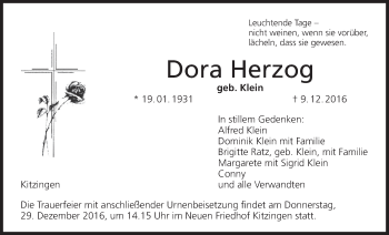 Anzeige von Dora Herzog von MGO