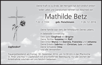Anzeige von Mathilde Betz von MGO