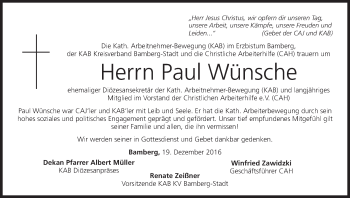 Anzeige von Paul Wünsche von MGO