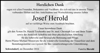 Anzeige von Josef Herold von MGO